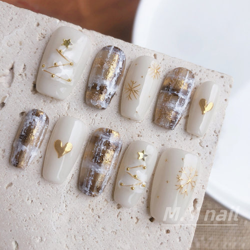 圣诞美甲毛呢格纹穿戴甲