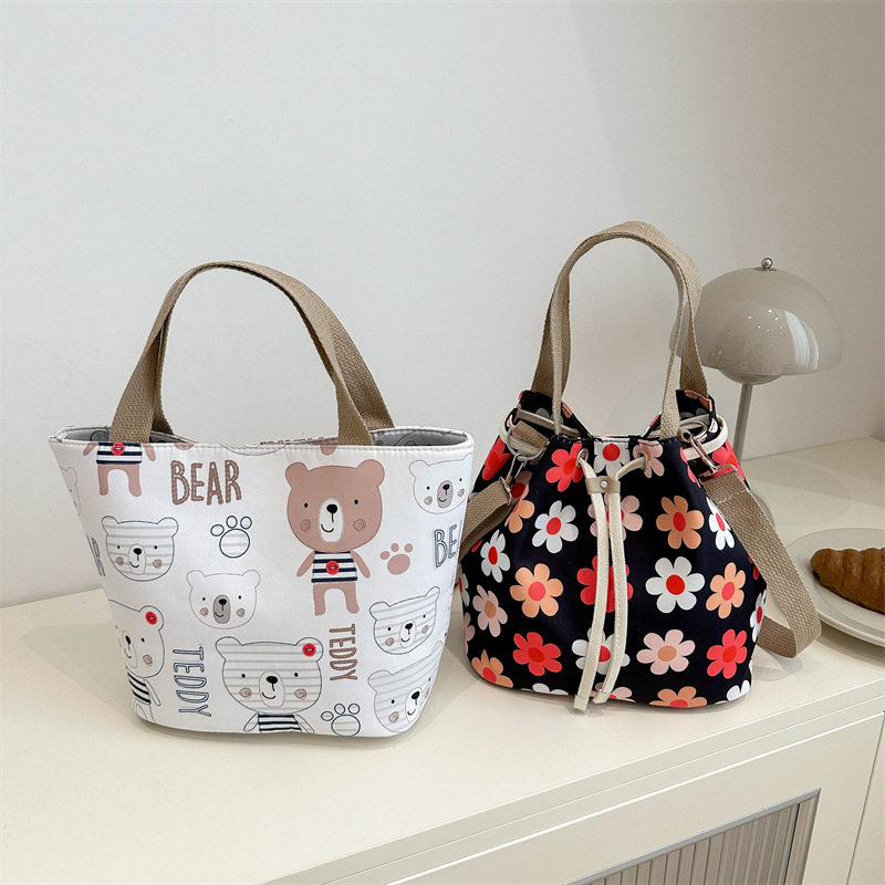 日系饭盒手提包午餐便当包上班族手提小拎包单肩斜挎包防水背包