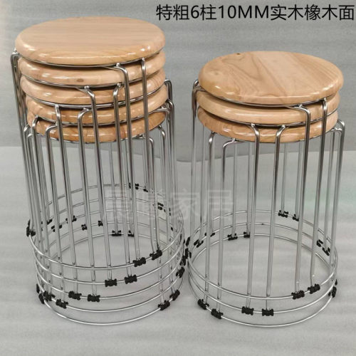 加厚成人圆凳子铁艺钢筋凳实木凳
