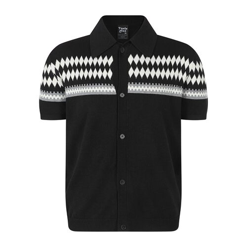 美式复古街潮菱形格翻领开衫小众宽松休闲男女夏短袖T恤