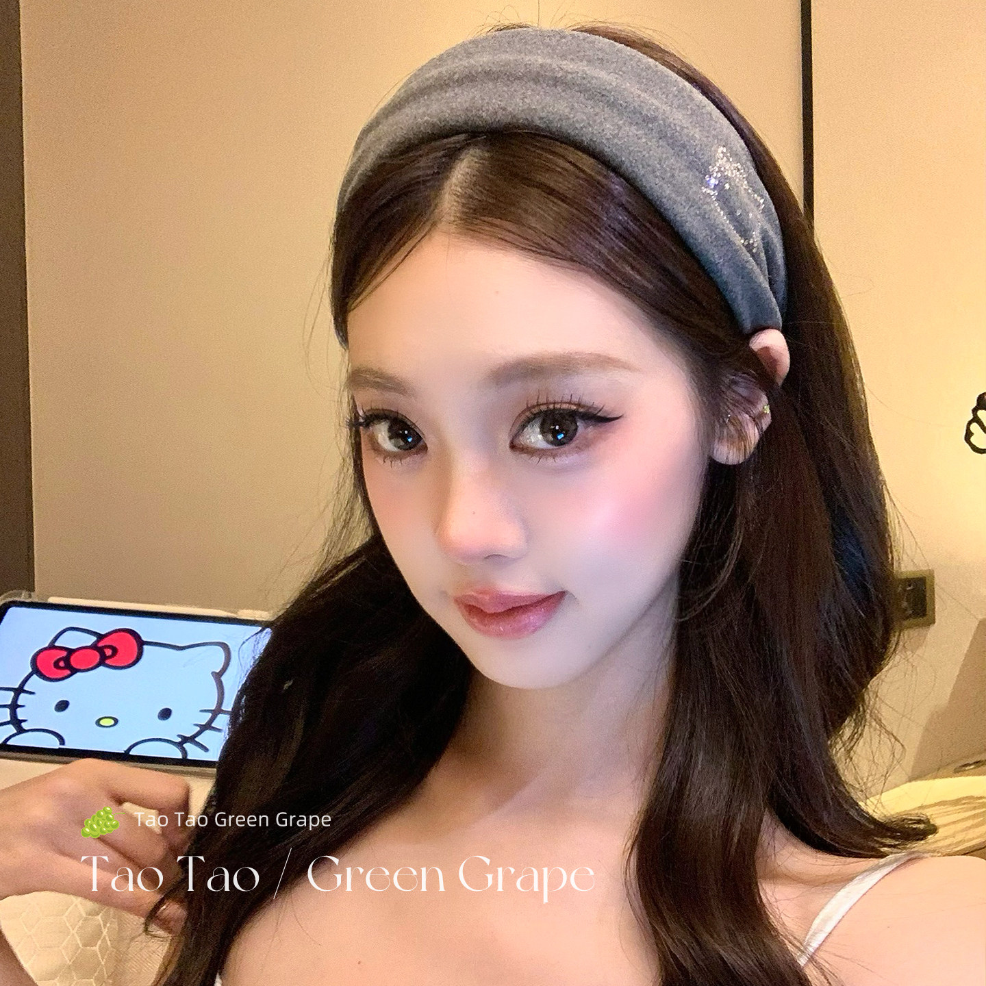HelloKitty烫钻宽边发箍可爱kt猫洗脸y2k辣妹化妆头饰头箍网红女