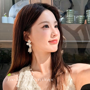 海边度假风花朵贝壳流苏耳环女2026新款独特漂亮耳钉气质耳夹耳饰