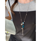 挂脖毛衣链配饰 锁骨链长款 天然石斑点爱心吊坠项链女款 2025新款