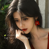 绝美虞美人红色立体花朵耳环2025新年仙气高级感耳钉小众独特耳饰