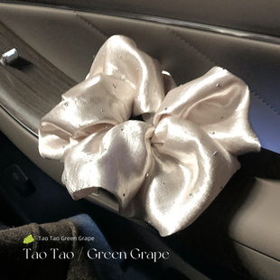 韩系慵懒风米色满天星大肠发圈女高级感超大优雅气质丸子头绳发饰