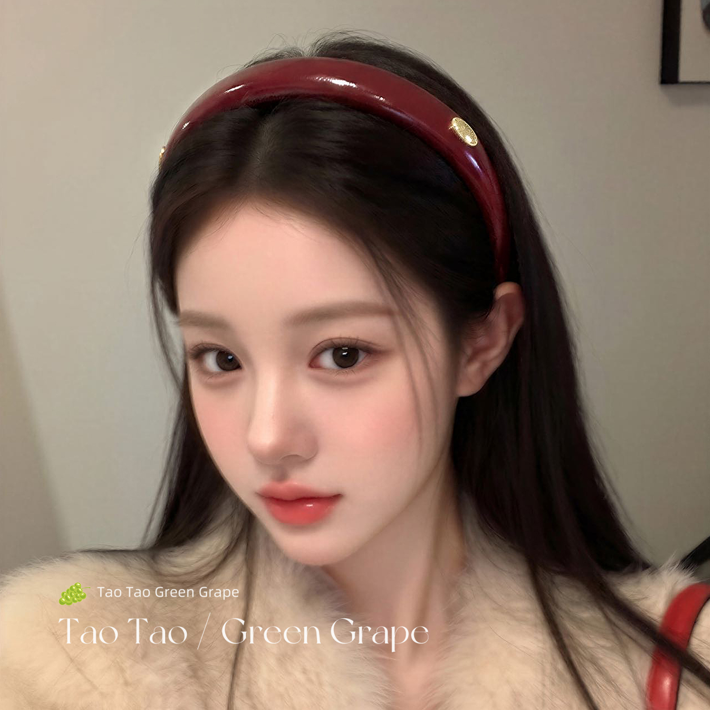 神仙藤井树同款复古红色金标发箍