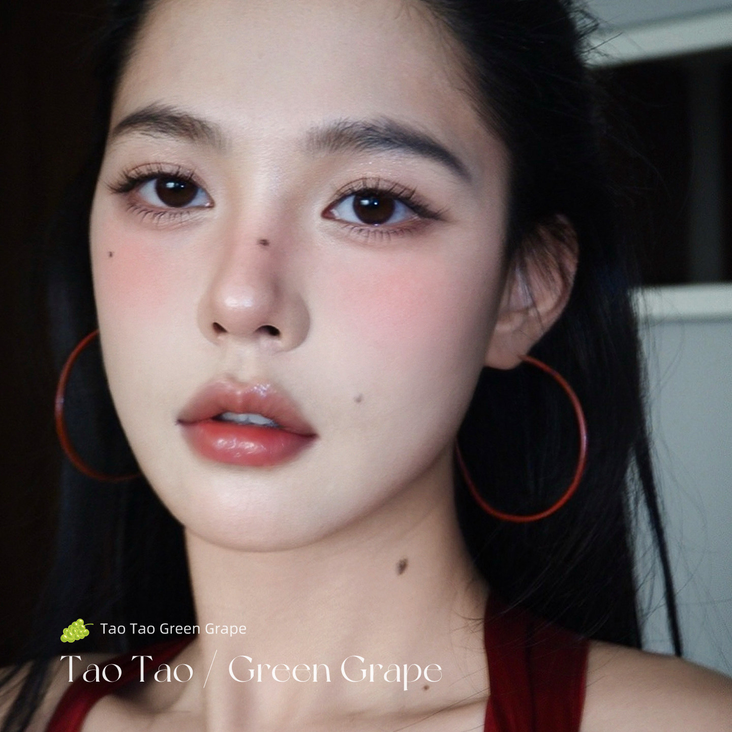 气质夸张红色大圈圈耳环女2026年新款高级感耳圈素圈耳钉新年耳饰