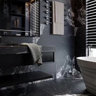 黑色卫生间浴室质感瓷砖地砖哑光600x1200防滑酒店会所防滑仿古砖