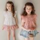 刺绣纯棉上衣花边领衬衫 女童飞袖 新款 夏季 洋气镂空甜美公主 娃娃衫