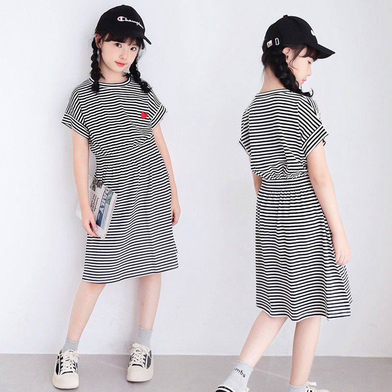 女童休闲夏季条纹连衣裙