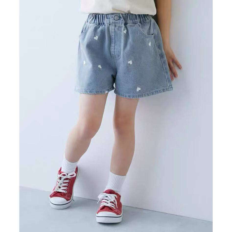 女童牛仔短裤夏季刺绣宽松