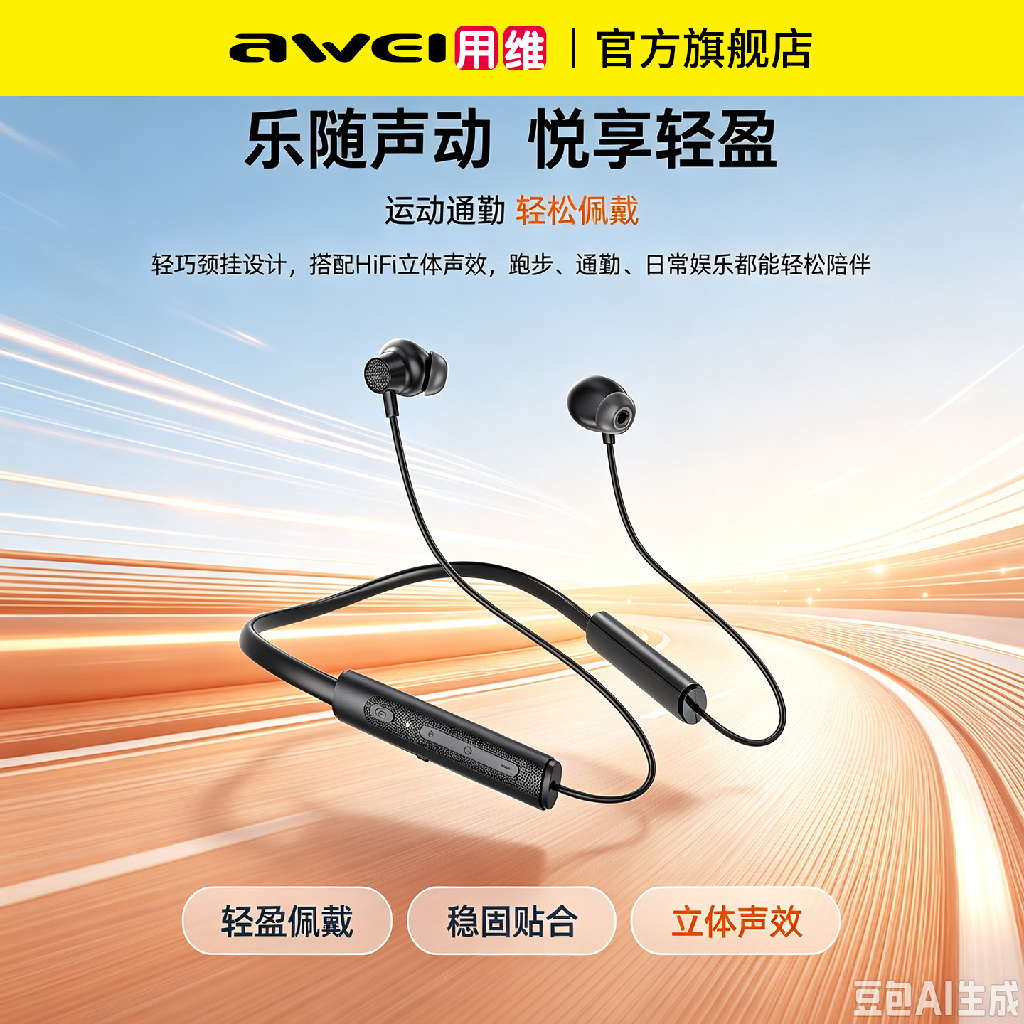 用维挂脖蓝牙耳机长续航立体声