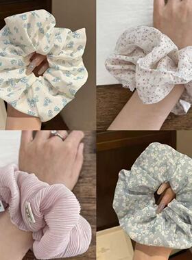 淡淡的蓝灰色 藕粉色肠圈清新俏皮丸子头马尾洋气发圈大肠圈发圈