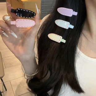 百搭甜美夹小众刘海头饰 可爱手绘虚线少女发夹鸭嘴ins简约新款