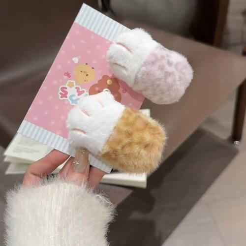 原宿辣妹可爱小猫爪发夹发饰夹子毛绒秋冬刘海夹发卡头饰女韩版