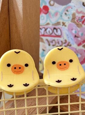 可爱古早黄色小鸡小抓夹高颜值卡通min亚克力立体迷你夹甜妹发饰