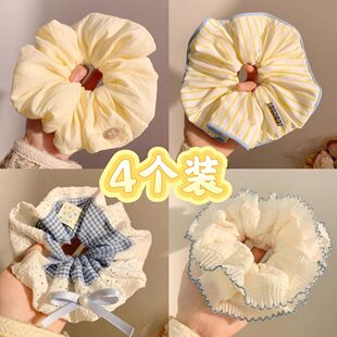 奶油超大法式简约气质云朵大肠发圈高级丸子头饰复古发绳头绳发饰