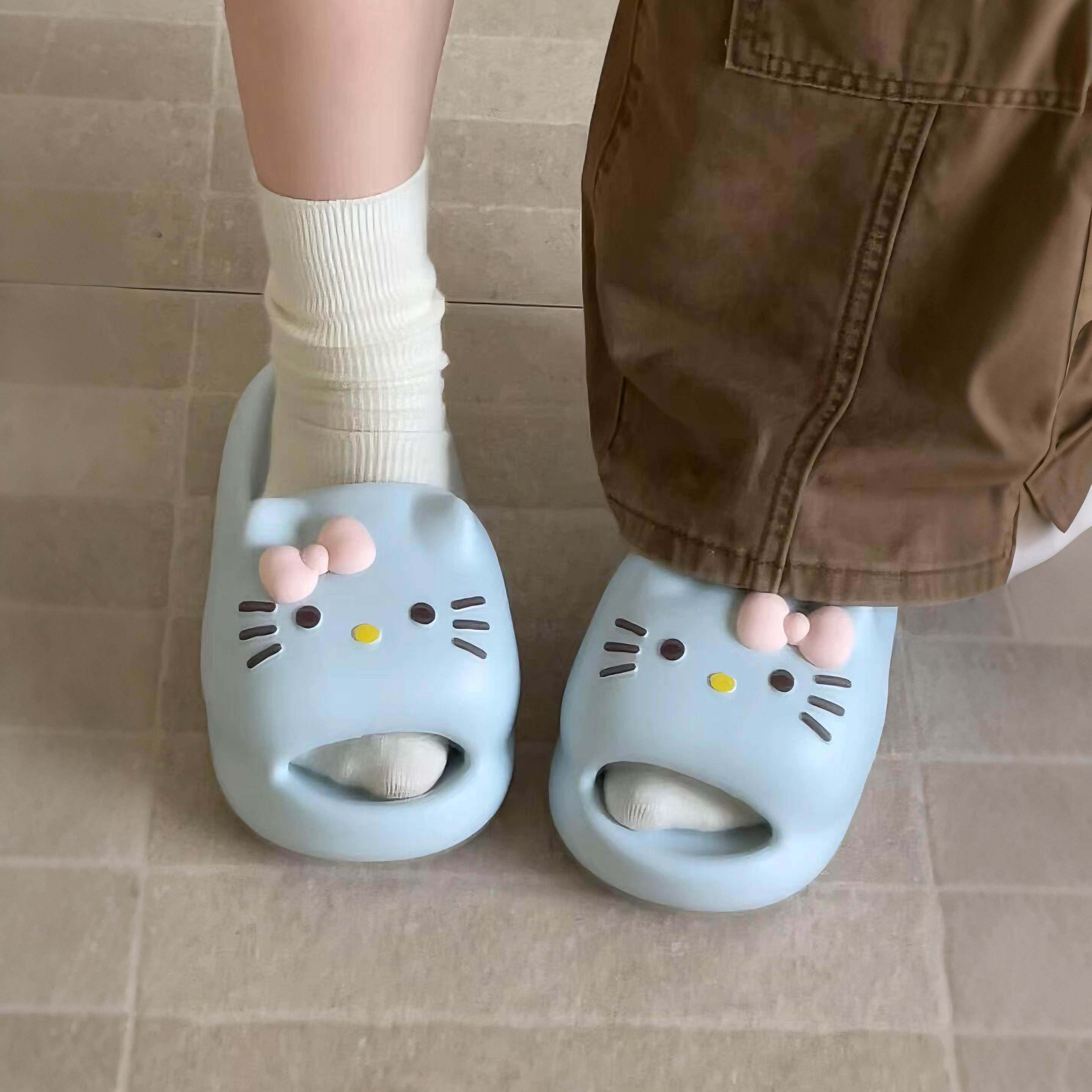 【下单立减50】卡通猫咪拖鞋防滑增高室内浴室凉拖夏季海边外穿踩