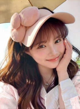 顶夏天女款防晒防晒遮阳帽百搭帽大帽檐蝴蝶结帽粉色韩系子高颅