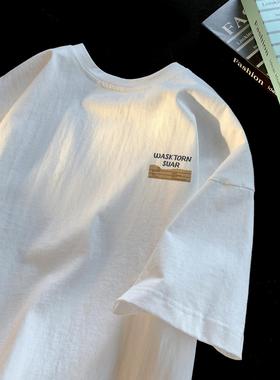 白色短袖t恤男款夏季潮牌潮流百搭学生宽松休闲重磅印花半袖体恤