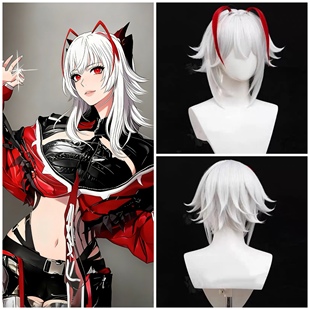 明日方舟联动戴什维尔麦晓雯cos假发三角洲行动骇爪白色挑染假毛