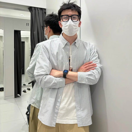 冠希同款蓝条纹老钱风桑蚕丝衬衫