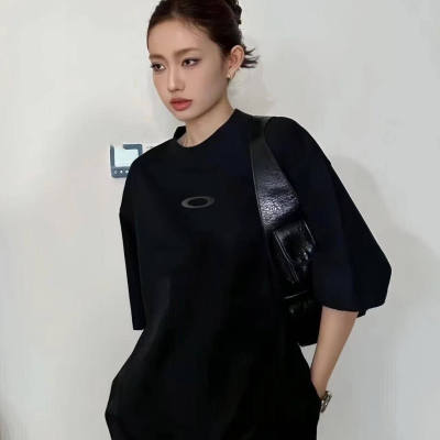 重磅小众vintage O字母刺绣短袖复古vibe风潮流男女宽松T恤情侣款