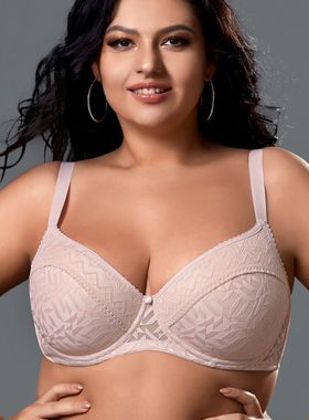 跨境大码组性感蕾丝舒适透气文胸大罩杯有钢圈上薄下厚内衣