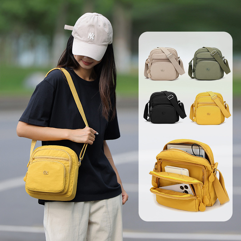 爆款女士多层单肩包外出逛街收纳包手机包帆布大容量轻便斜挎包