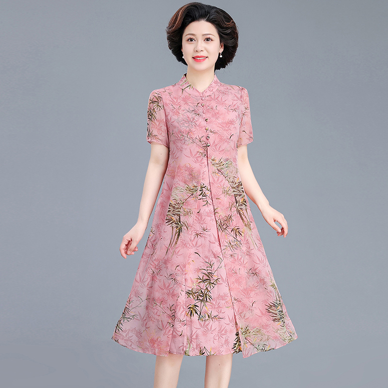 妈妈夏装新中式国风连衣裙2025新款中年女装夏季洋气大码显瘦裙子