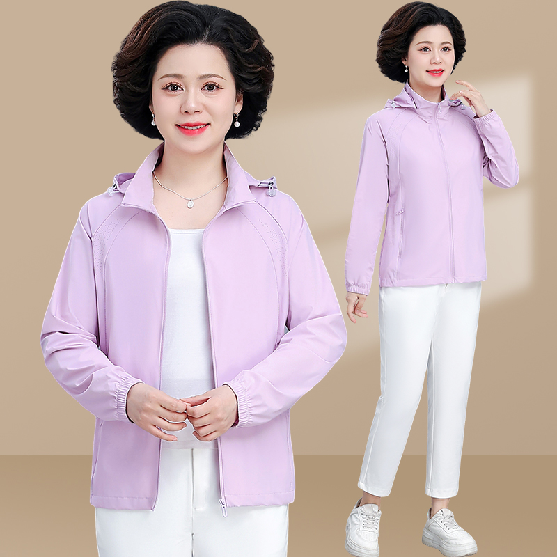 妈妈春装外套2025新款中老年人女夏季轻薄防晒服夹克中年妇女上衣