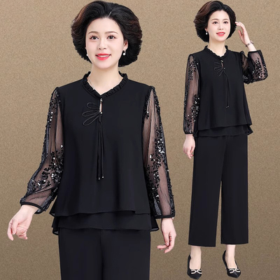 妈妈春装2025新款套装洋