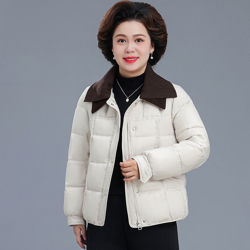 贵夫人品牌妈妈秋冬外套气质轻薄款小棉袄中老年女冬装羽绒棉服