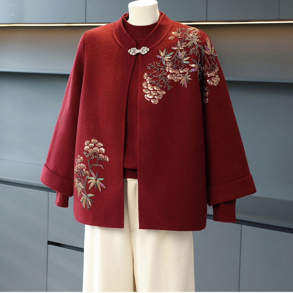 奶奶婚宴礼服喜婆婆中老年人女妈妈衣服秋冬套装老人加绒外套上衣