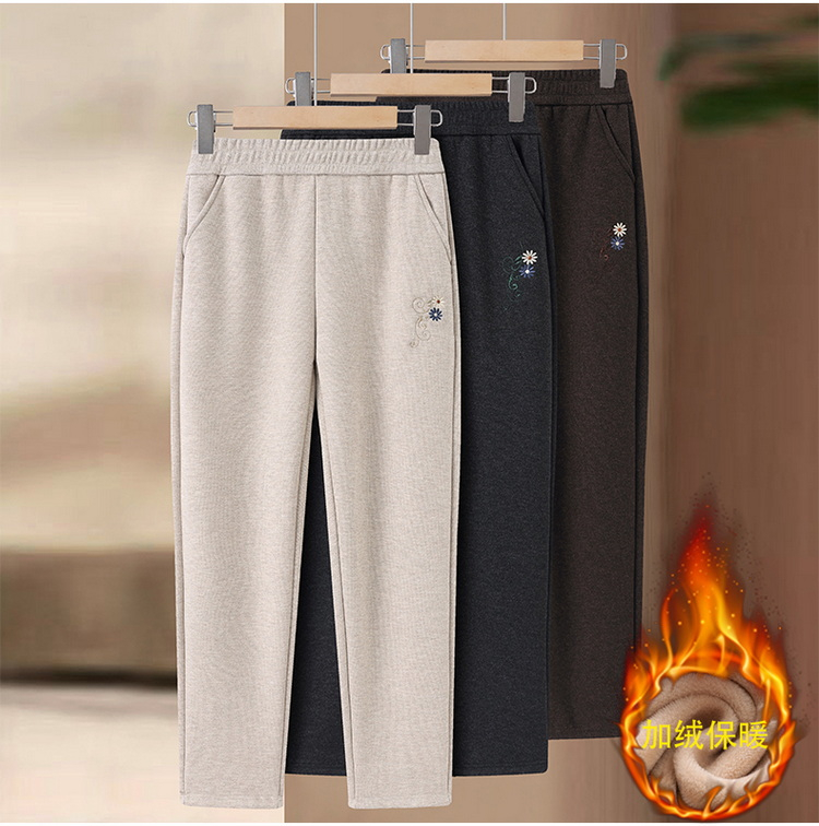 妈妈冬装新款妈妈加绒奶奶休闲裤秋冬运动小脚中老年人女装长裤子