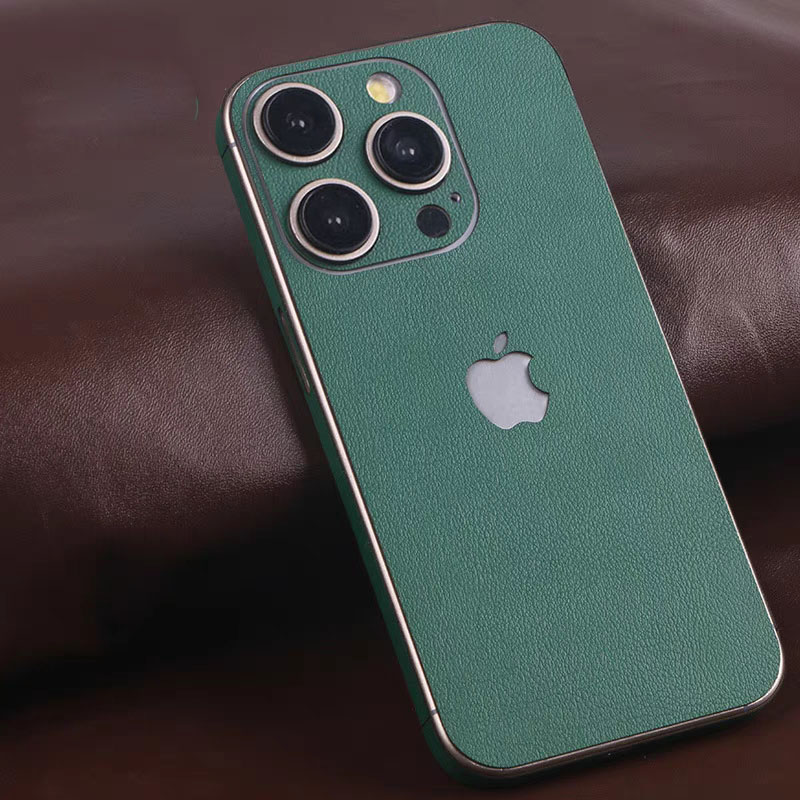 适用苹果13promax素皮背膜iphone13pro后盖膜13磨砂改色贴纸13mini手机后膜防指纹皮纹双色拼接彩膜全包边框