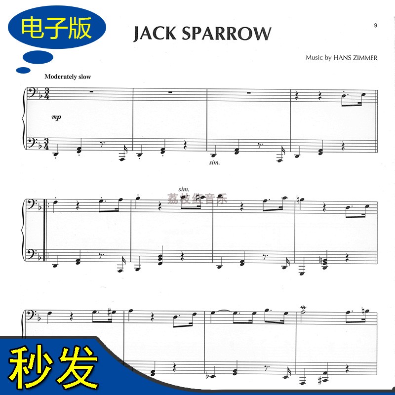 加勒比海盗2-亡灵宝藏JACK SPARROW英文原版钢琴谱独奏谱15页1022