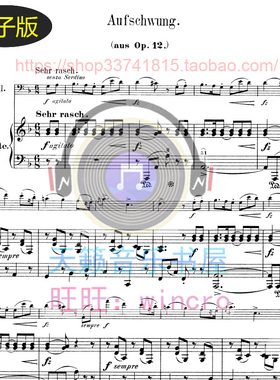 Schumann舒曼Aufschwung, Op.12 No.2大提琴钢琴总分谱 非高清