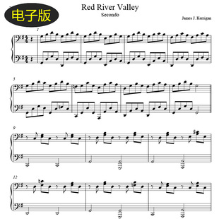 高清乐谱 Red River Valley红河谷钢琴四手联弹谱 分谱 f476