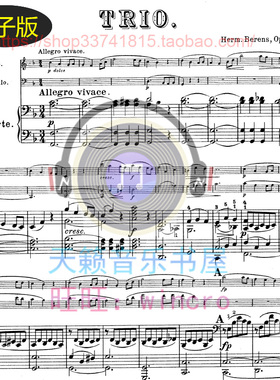 Berens贝伦斯Piano Trio, Op.95 No.1钢琴大小提琴三重奏谱总分谱