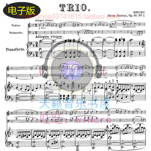 Berens贝伦斯Piano Trio, Op.95 No.1钢琴大小提琴三重奏谱总分谱