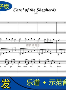 超高清Carol of the Shepherds Medley双钢琴谱 钢琴重奏谱 f153
