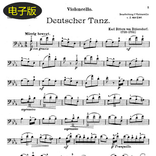 国外原版乐谱 Deutscher Tanz钢伴谱大提琴谱二重奏 总谱分谱v625