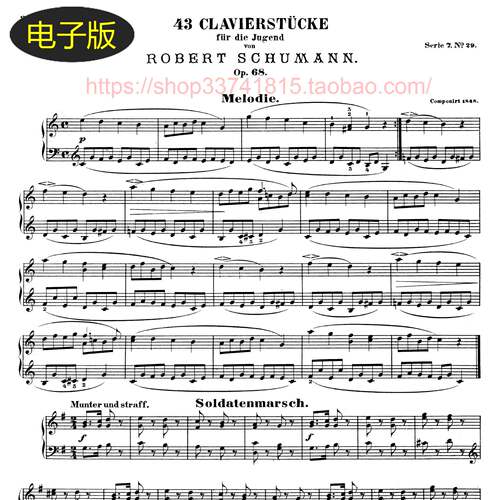德国大熊版 舒曼儿童少年钢琴曲集Op.68钢琴谱 共有43首 古典乐谱