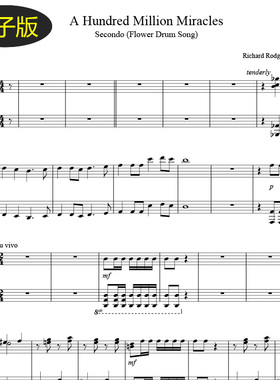 高清A Hundred Million Miracles花鼓歌 钢琴谱 四手联弹谱 f385