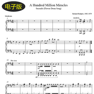 高清A Hundred Million Miracles花鼓歌 钢琴谱 四手联弹谱 f385