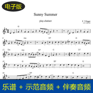 Sunny Summer夏日阳光 单簧管谱 赠示范音频+伴奏音频 c1136