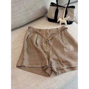 咖色老钱风短裤女夏季2025新款高腰百搭高腰显瘦时尚气质简约
