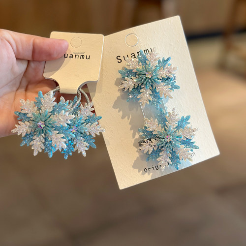 冰雪奇缘爱莎发圈亮闪雪花儿童刘海BB发夹发卡头饰女童公主侧边夹