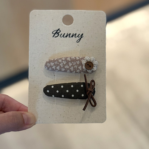 儿童韩系早秋咖色发夹儿童蝴蝶结花朵侧边刘海碎发卡宝宝波点bb夹